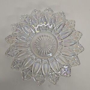 Vintage Style Iridescent Glass Tray, Decorative Starburst Center (unmarked)‎